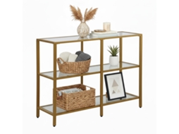 Mesa de consola Relaxdays, AXLXP: 73 x 100 x 30 cm, Metal, Vidro, Consola estreita, Mesa de hall com 3 prateleiras.
