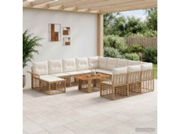 Vidaxl Conjunto De Sofá De Jardim 13 Unid. Natural E Branco Creme