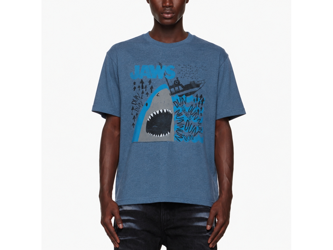 Rockinstone Jaws Movie Dun Nun Heather Vintage Blue Adult T-shirt Size:xxxl