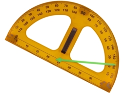 Transferidor Semicircular Laranja Com Cabo De Plástico Para Professores