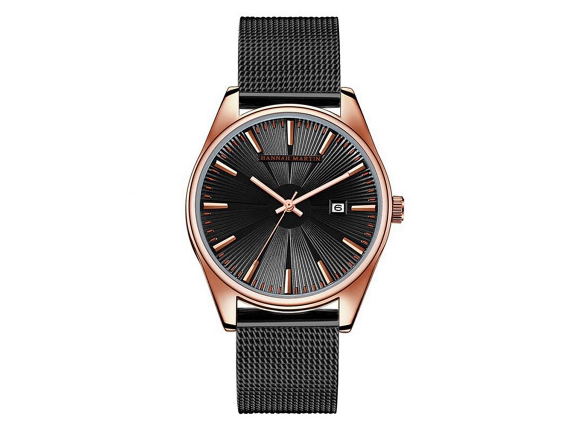 Relógio de pulso masculino em aço inoxidável com pulseira de malha e movimento de quartzo (KY15-H-WFH)