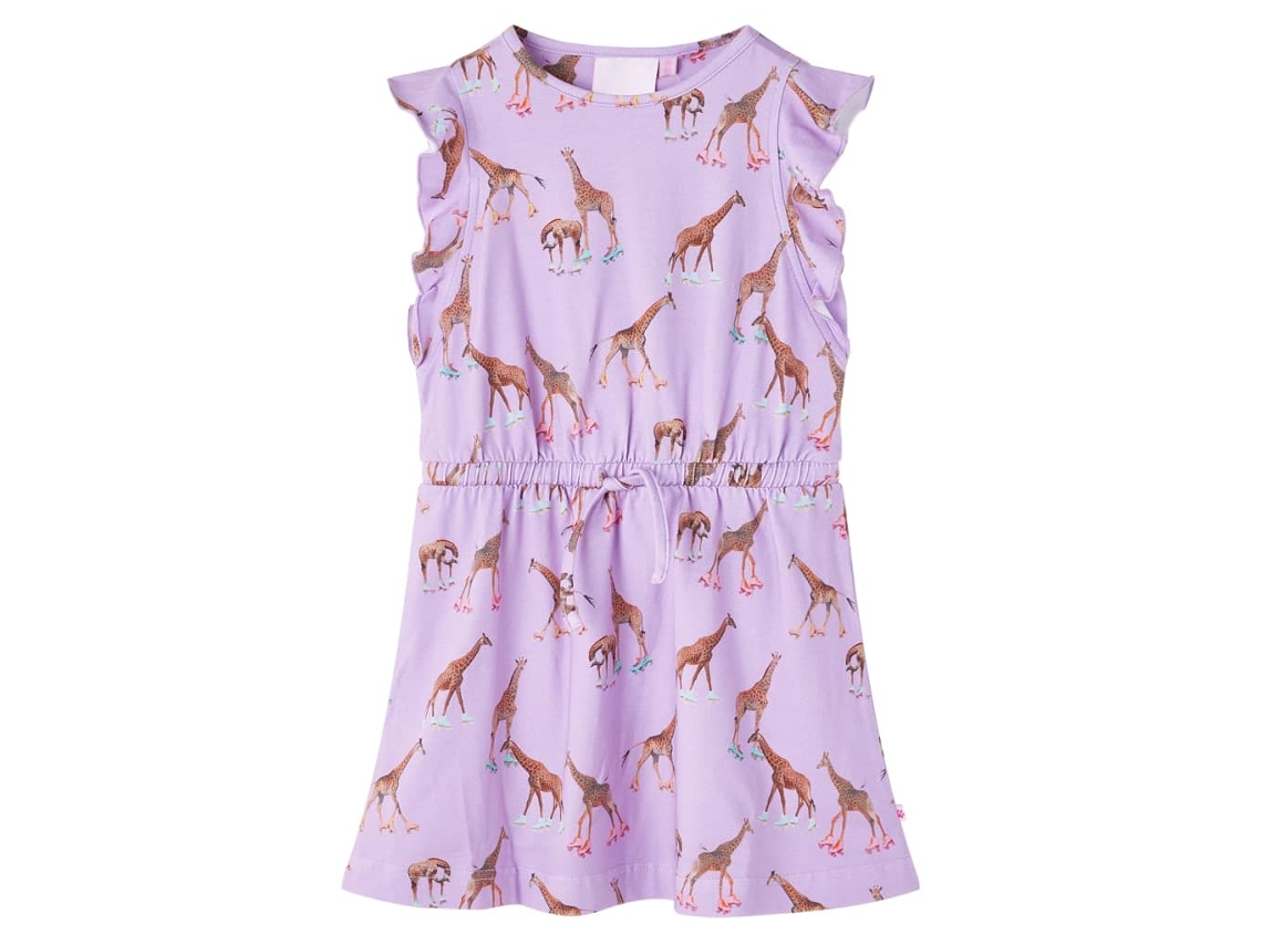 Vestido Para Criança Mangas Com Folhos E Cordão Lilás 116