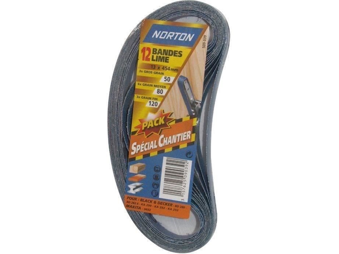 Tira Para Lima Elétrica Norton Conjunto De 12 Grãos Sortidos 50/80/120 13x454 Mm