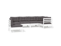 Conjunto de 6 Lounge de Jardim com Almofadões Pinho Branco MAISON EXCLUSIVE