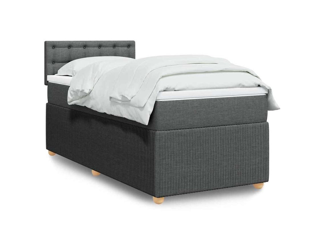 Vidaxl Cama Com Molas/colchão 90x190 Cm Tecido Cinza-escuro