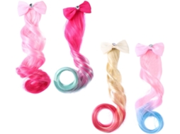 Conjunto De 4 Presilhas De Cabelo Coloridas Em Formato De Laço, Feitas De Fibra Resistente A Altas Temperaturas.