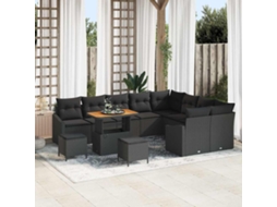 Vidaxl Conjunto De Sofá De Jardim 12 Unid. Preto Vime Pe