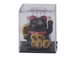 Baok-gato Da Sorte Solar 2 Polegadas Mini Cuto Gato Moviendo A Pata Para Decoração De Casa E Carro Preto