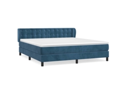 Cama com Molas/colchão 160x200 Cm Veludo Azul escuro MAISON EXCLUSIVE