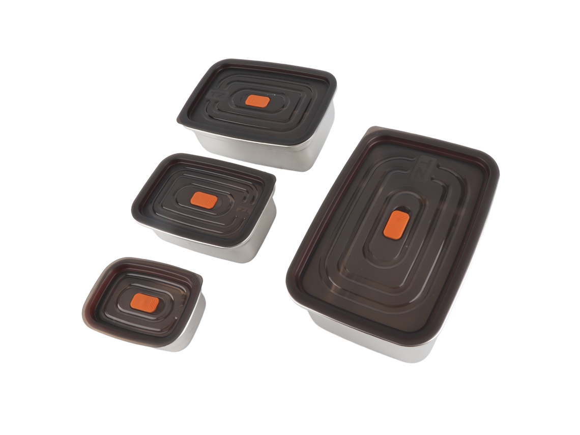4pcs Recipientes de Aço Inoxidável com Tampas Herméticas S/MARCA