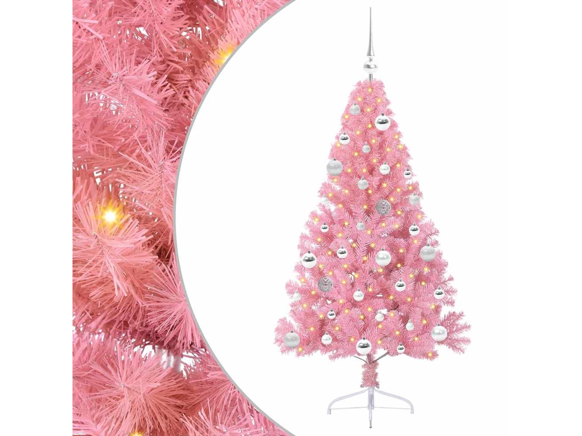 Conjunto 1 Decoração De Árvore De Natal Vidaxl Rosa Pvc (150 Cm)