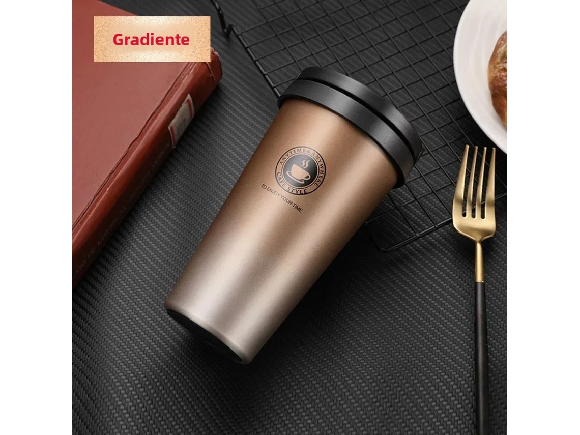Caneca Térmica De Aço Inoxidável (marrom) De 500 Ml Com Tampa E Alça À Prova De Vazamentos, Com Isolamento De Parede Dupla.