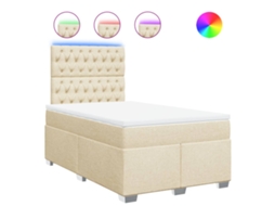 Cama Boxspring com Colchão 120x190 cm Tecido Cor Creme MAISON EXCLUSIVE