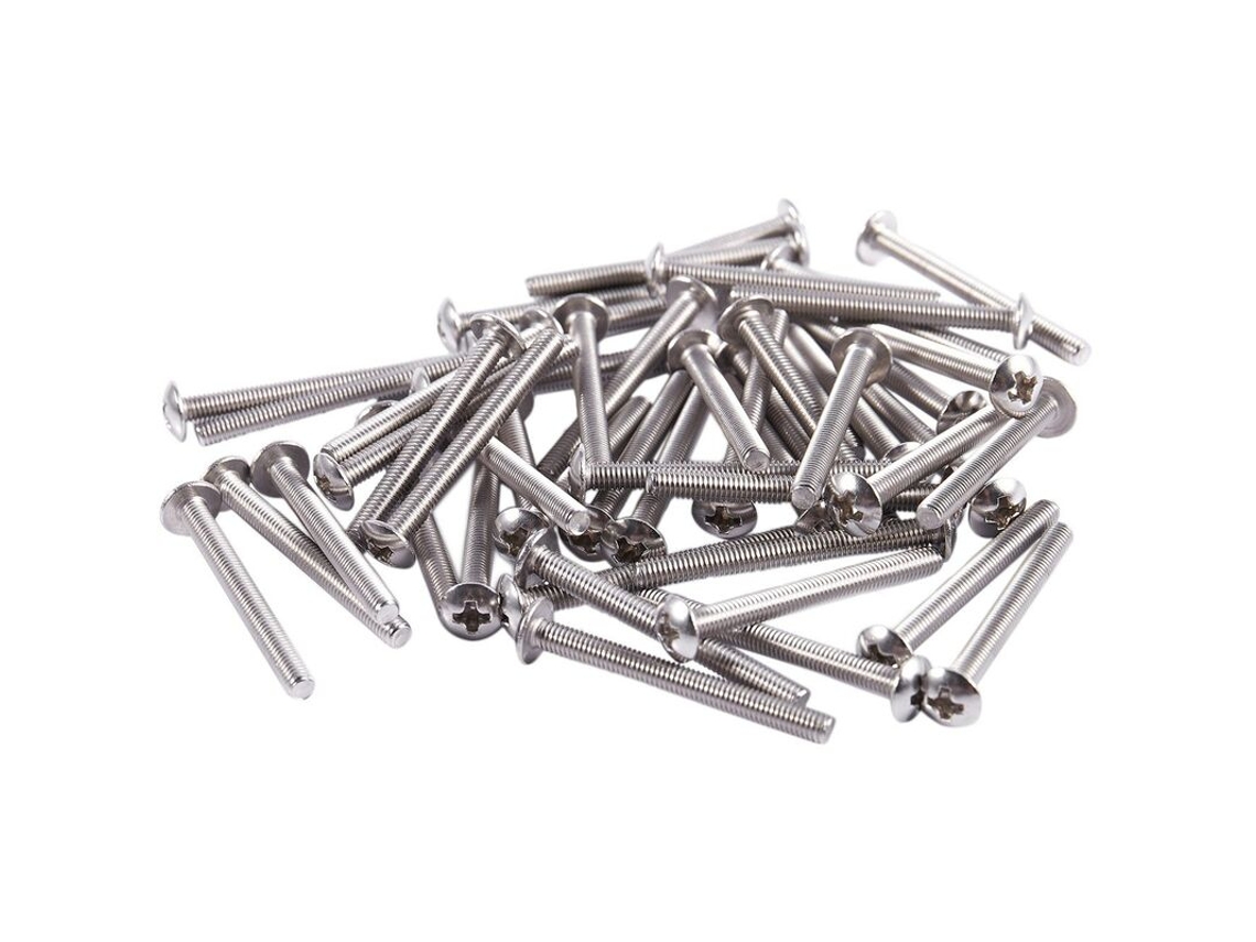 50 Parafusos De Cabeça Treliçada N 6, 32 X 1 1/4 Polegadas Prateados
