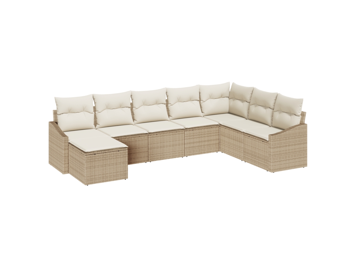 Conjunto 8 Conjunto De Sofá De Jardim Vidaxl Bege Vime Pe (288,5 X 178,5 X 85 Cm)