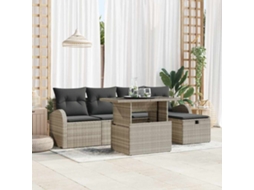 Vidaxl Conjunto De Sofá De Jardim 6 Unid. Cinzento-claro Vime Pe