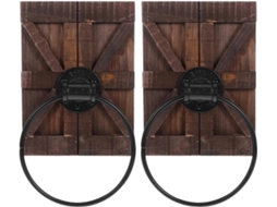 Suporte De Toalhas Parede Com 2 Anéis Ferro, Estilo Rústico, Para