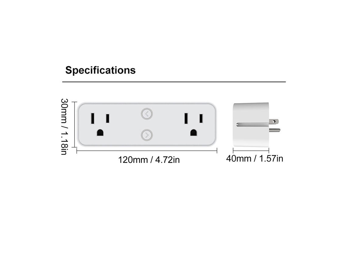 Laxiscreed Extensão Elétrica Com Wifi E Bluetooth, 2 Tomadas E Controlo Remoto Inteligente