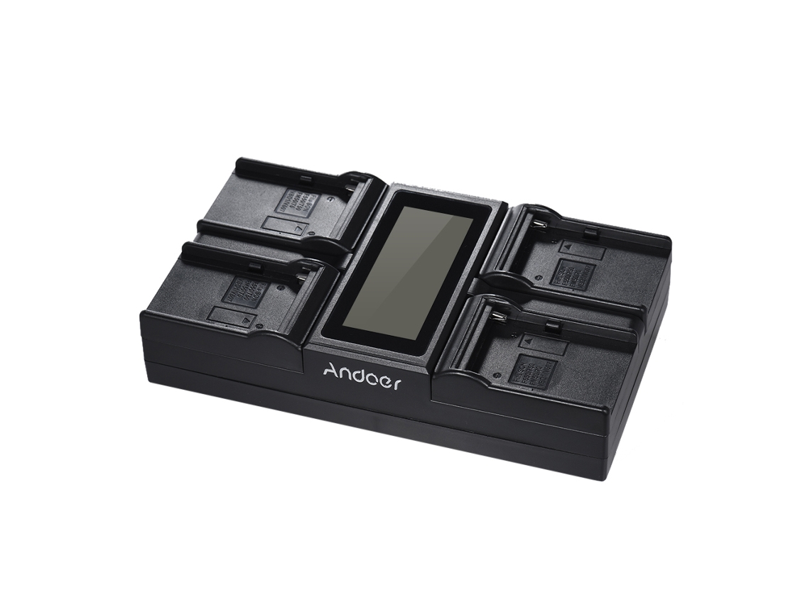 Andoer Np-f970 4-channel Digital Camera Battery Charger Lcd Display Replacement For Sony Np-f550 F750 F950 Np-fm50 Fm500h Qm71 With Dc Car Charger