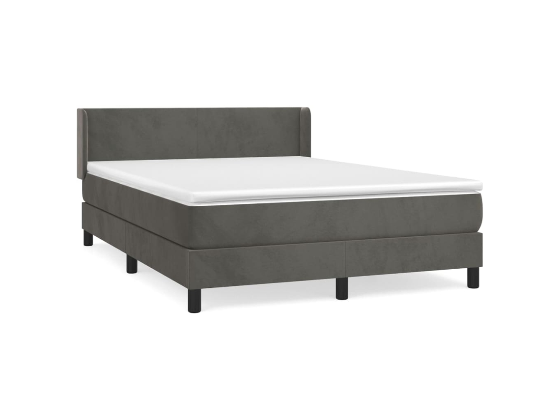 Cama com Molas e Colchão Veludo Cinzento Escuro MAISON EXCLUSIVE (140x200 cm)