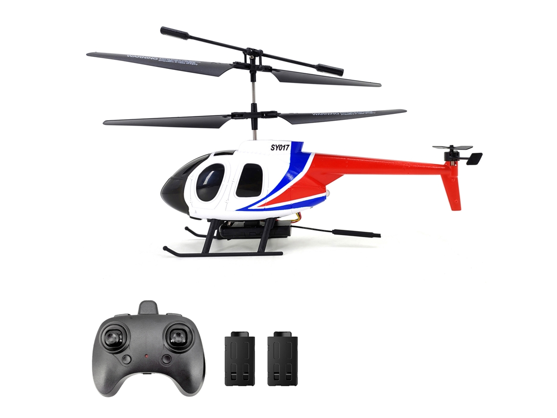 Helicóptero de controle remoto de 2,4 GHz com giroscópio, estabilizador desmontável e 2 pilhas inclusas. Ideal para crianças e adultos.
