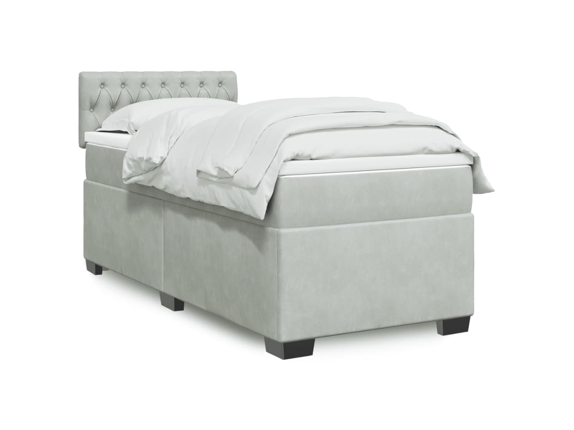 Vidaxl Cama Com Molas/colchão 100x200 Cm Veludo Cinza-claro