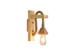 Aplique De Parede Retro Com Corda De Madeira,luminária Para Quarto E Corredor De Hotel,luz Quente,lâmpada Edison E27 5w Incluída Classe A Btforus