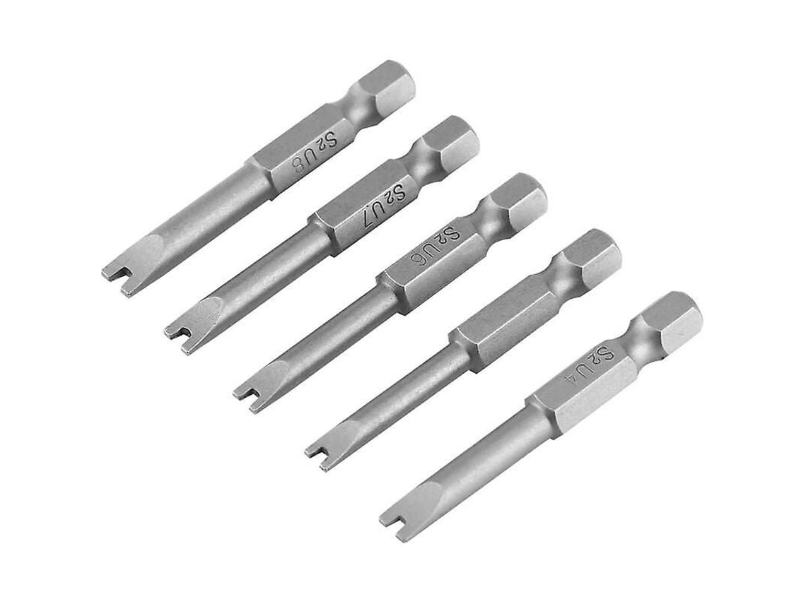 5 Pontas De Chave De Fenda Magnéticas Em Formato U, Aço S2, 50mm, Encaixe 1/4 Polegadas