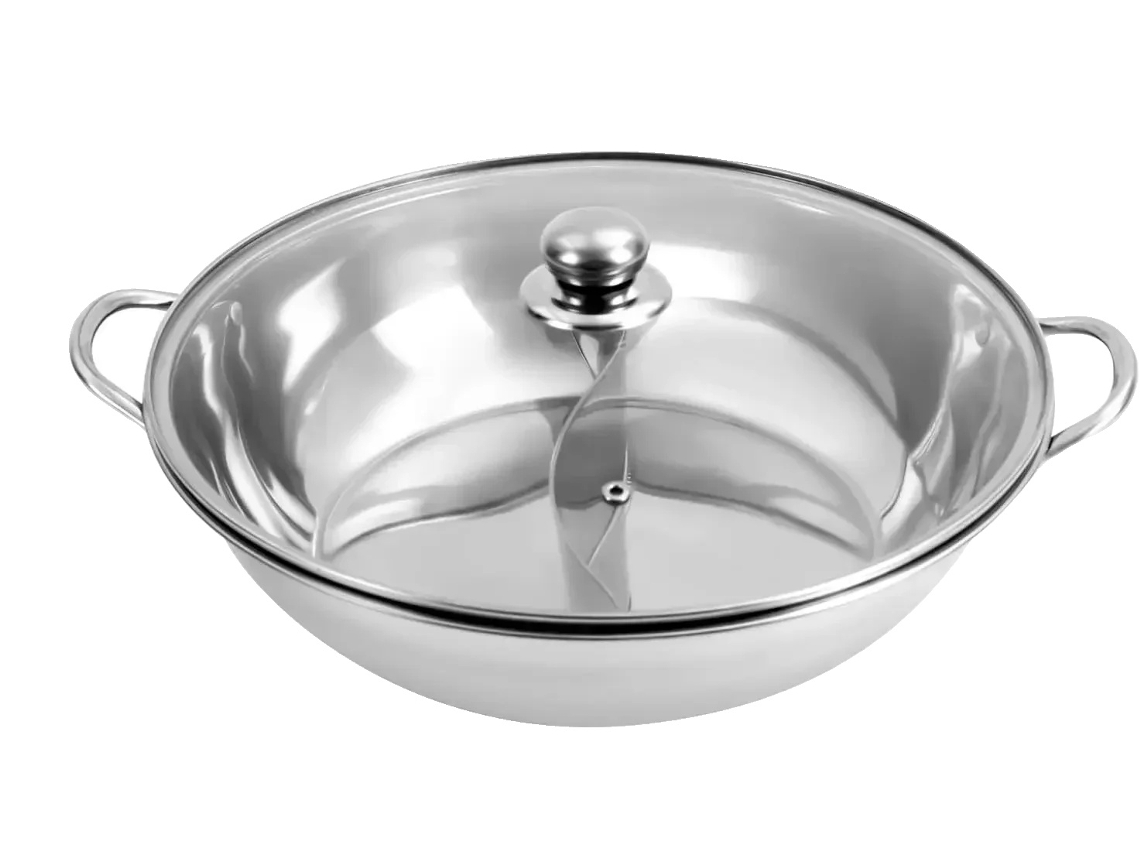Hot Pot, Aço Inoxidável, Design De Cozinha Dupla, Prata