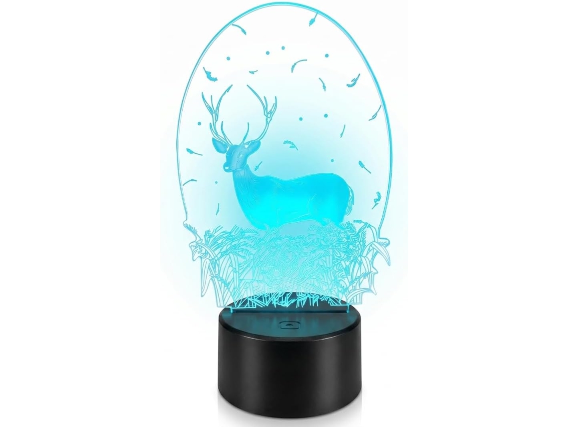 Luminária Noturna 3d, Lâmpada Em Formato De Veado Com Controle Por E 7