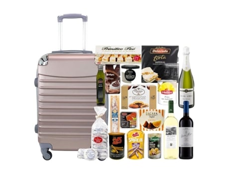 Cabaz De Natal Gourmet Com Mala Trolley Bagagem De Mão 4 Rodas Giratórias Ouro Rosa COSHANO