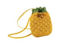Bolsa Pineapple Drawstring Bucket Bag De Forma De Fruta Transversal De Couro Com Cadeia
