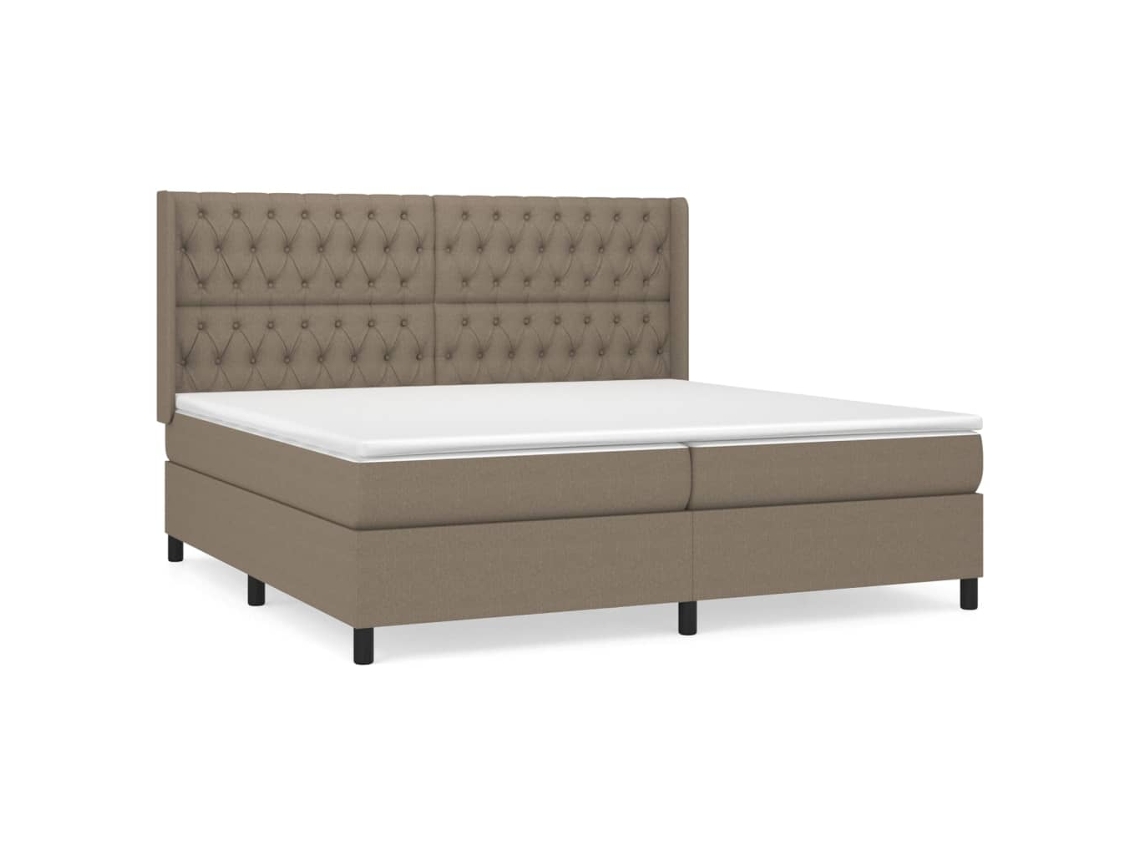 Cama com Molas/Colchão 200x200 Cm em Tecido Castanho Acinzentado MAISON EXCLUSIVE