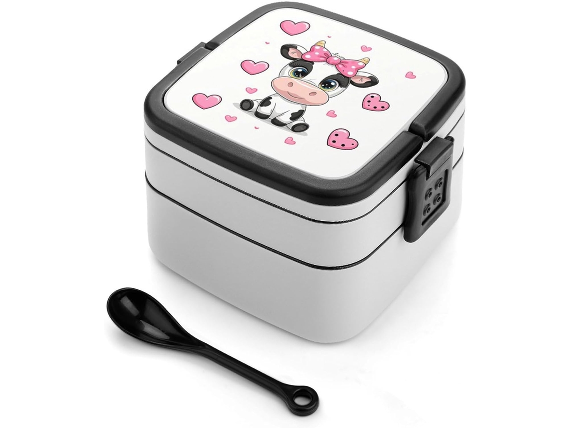 Lancheira Bento Empilhável Com Tampas Em Formato De Vaquinha Fofa, Lancheira Térmica Para Adultos, À Prova De Vazamentos