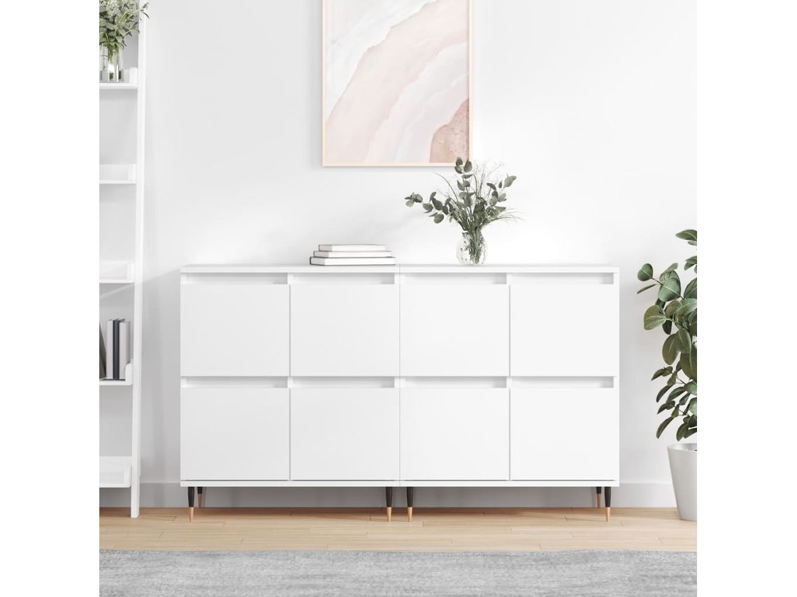 Vidaxl Aparadores 2 Pcs Derivados De Madeira Branco
