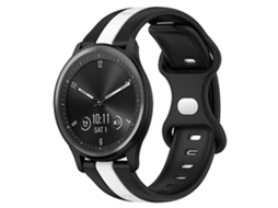 Pulseira Garmin Vivomove Sport De 20 Mm Com Fivela Borboleta, Silicone Bicolor Preta E Branca.