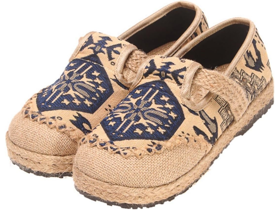 Sapatos Femininos Bordados Para A Primavera - Vestido Baixo De Algodão Para Uso Interno