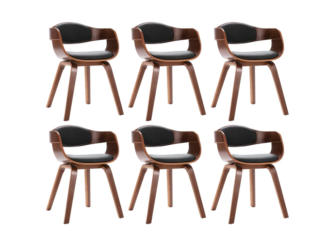Cadeiras de jantar 6 Pcs Madeira curva e couro artificial MAISON EXCLUSIVE
