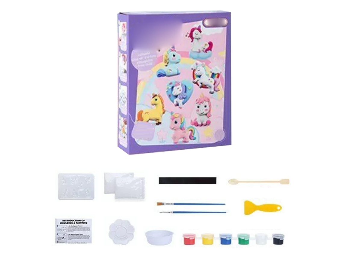 Ats juguete de Pintura de Yeso para Niños Diy Manual Figura de Unicornio com Moldes e Pigmentos Arte e Manualidades