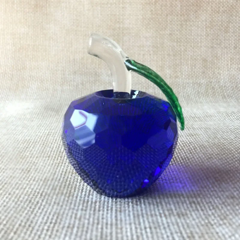 Ornamento De Maçã De Cristal (azul Escuro, 60 Mm), Ornamento Esférico De Vidro Multifacetado