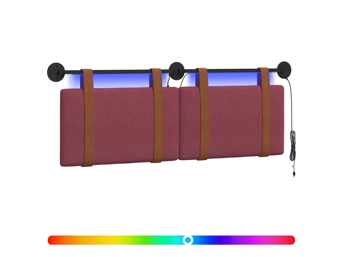 Conjunto 1 Cabeceira Suspensa Vidaxl Vermelho Couro Sintético (150 X 55 X 5 Cm)