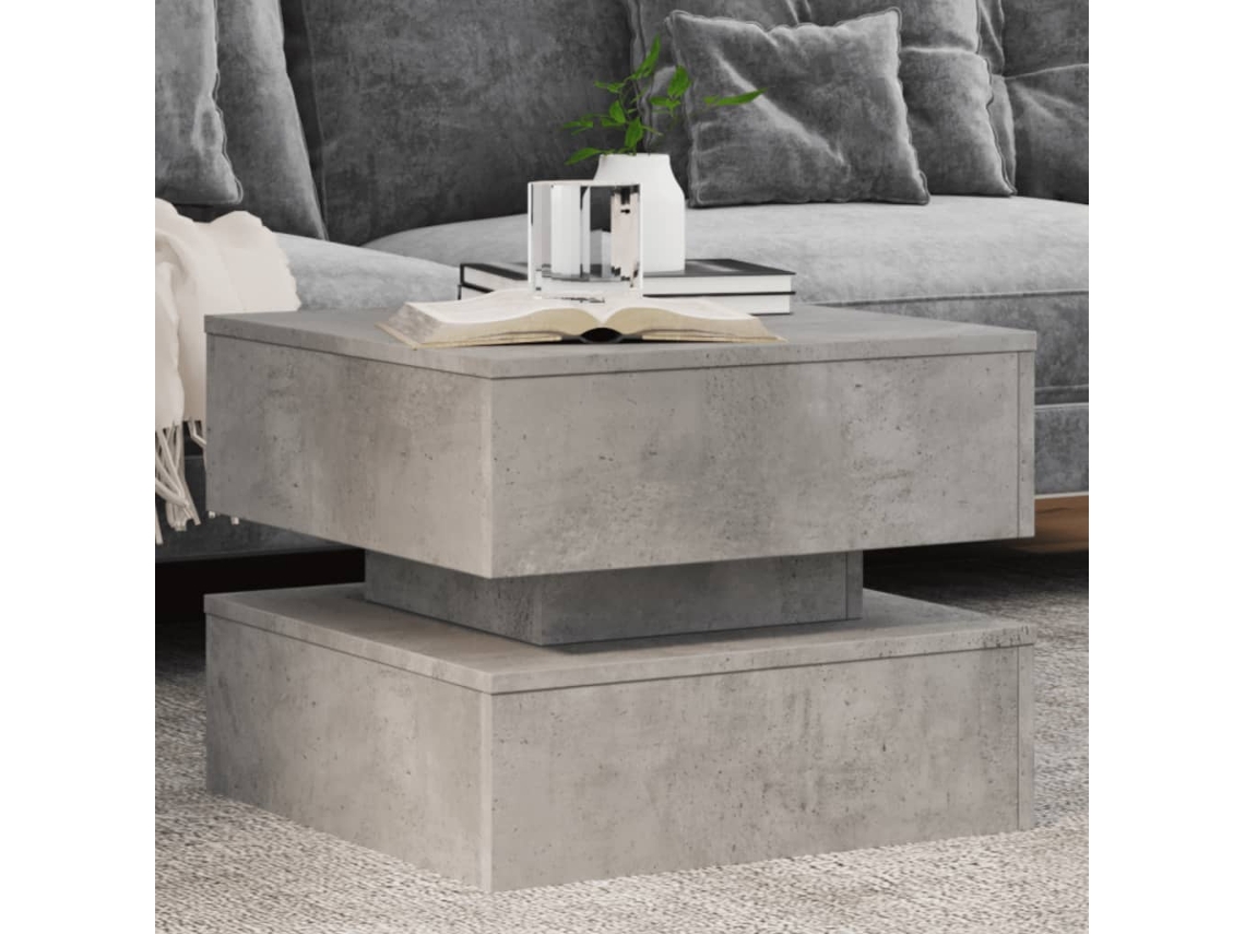 Vidaxl Mesa De Centro Com Luzes Led 50x50x40 Cm Cinzento Cimento