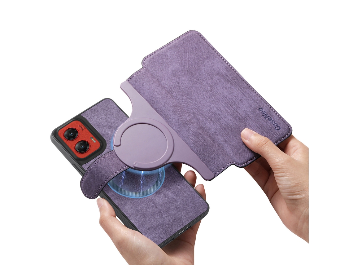 Capa Flip Para Moto X70 Air Pro/signature/edge70 Ultra - Com Design Magnético Destacável Roxo Panoona