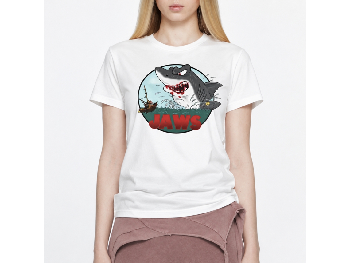Rockinstone Jaws Movie Grrrr White Adult T-shirt Size:xxxl