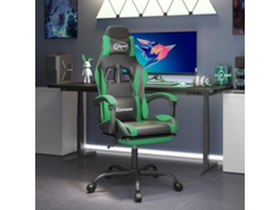 Vidaxl Cadeira Gaming Giratória C/ Apoio Pés Couro Artif. Preto/verde
