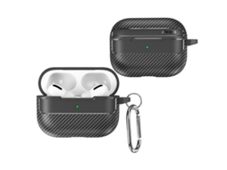 Capa Protetora Antiqueda Com Textura De Fibra De Carbono Para Fones De Ouvido Airpods Pro