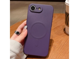 Capa Magsafe Para Iphone 17e / 16e - Silicone Líquido Com Cor Sólida | Magnética - Roxo Escuro