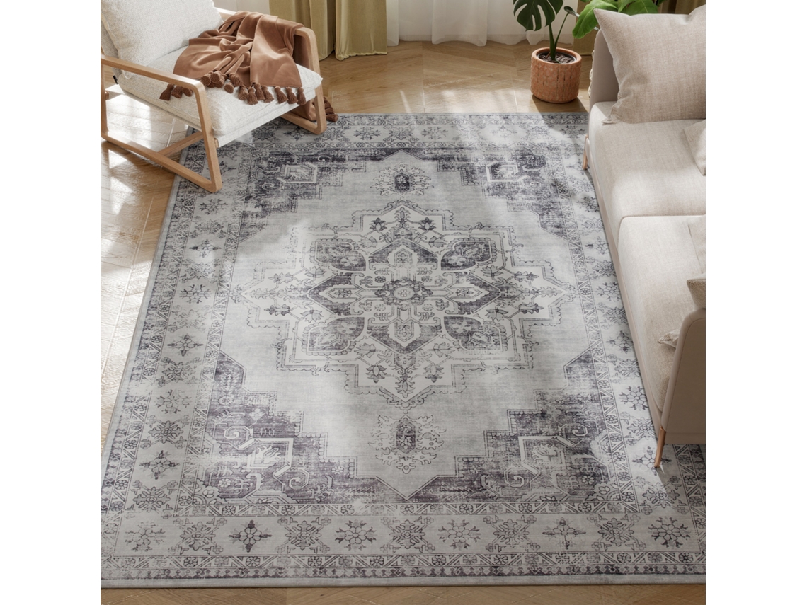 Tapete Para Sala De Estar, Lavável À Máquina, Antiderrapante, Com Aparência De Flanela, 230 X 160 Cm, Cinza.
