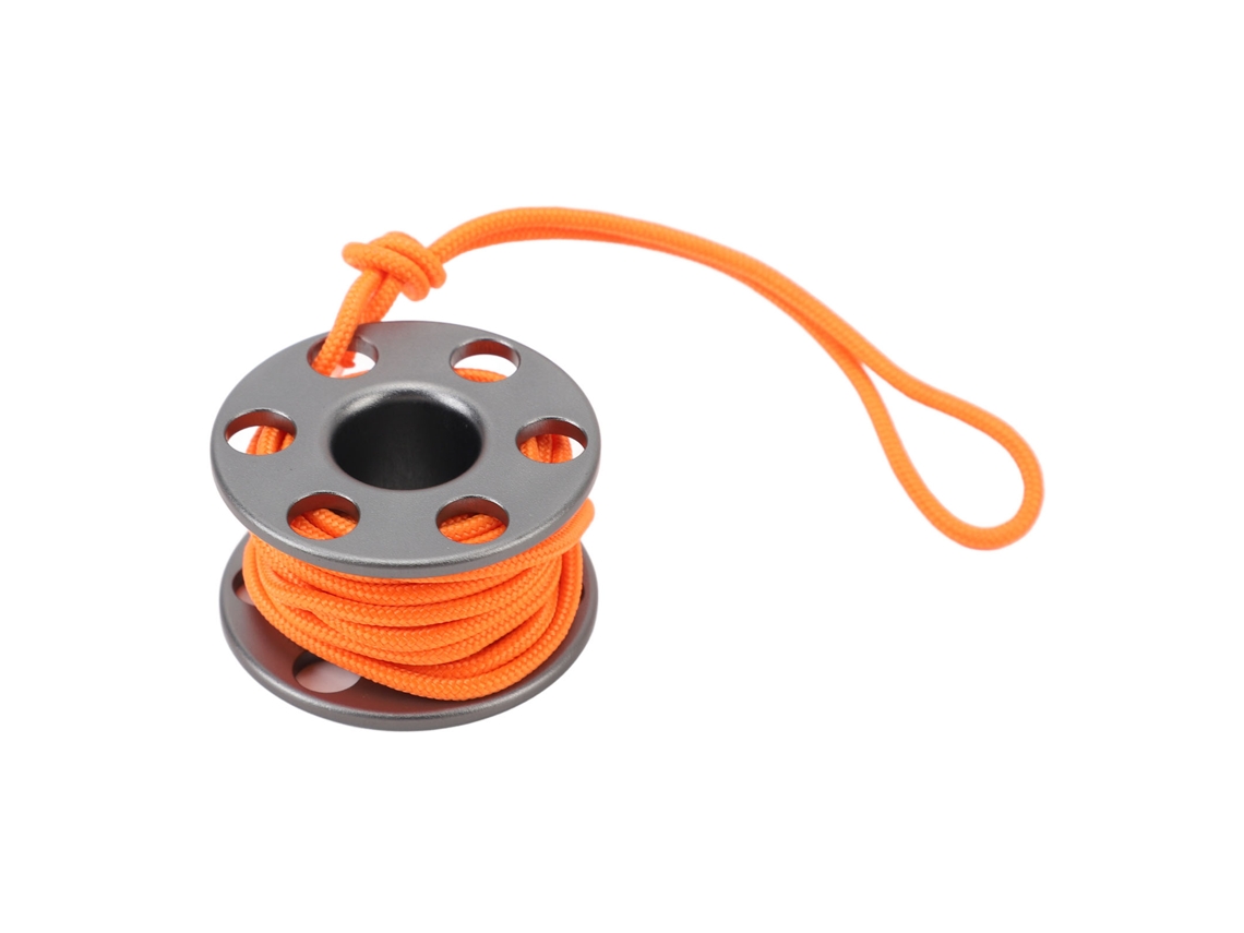 2026rebe-reel Para Dedo De Mergulho Scuba Mini Spool De Alumínio Com Linha De Nylon Luminosa Para Exploração Submarina Cinza