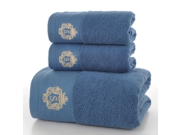 Conjunto De 3 Toalhas Em Puro Algodão Super Absorventes, De Secagem Rápida, Ideais Para Casas De Banho, Spas E Hotéis. Azul Pavão Hexinyigjly